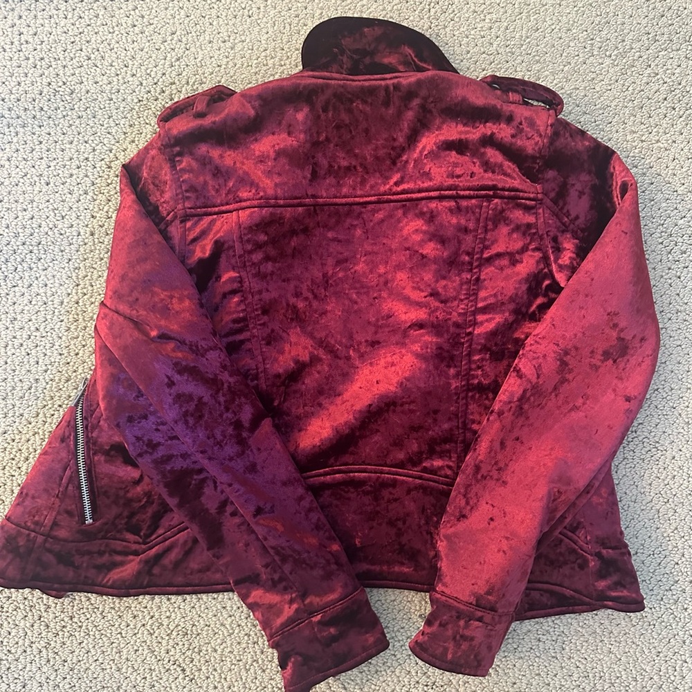 Blank NYC Rich Burgundy Velvet Moto Jacket - Picture 6 of 8